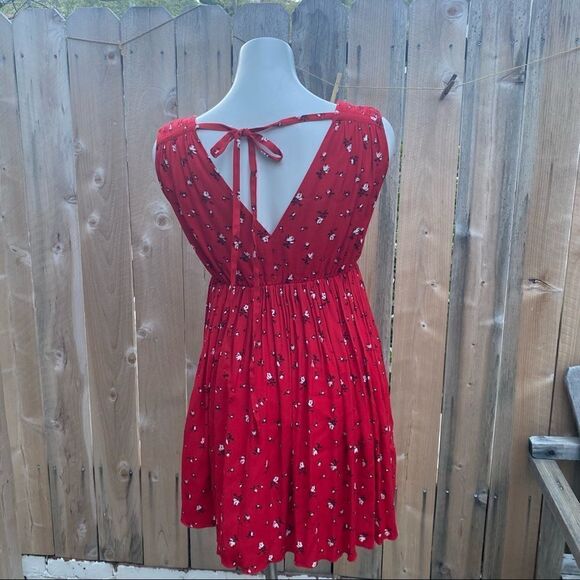Madewell Magnolia XS Tie-back Floral Summer Dress Red - Picture 7 of 15